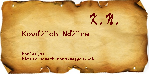 Kovách Nóra névjegykártya