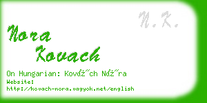 nora kovach business card